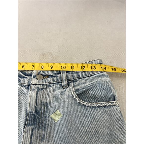 Sea New York Marion Mended Denim Shorts Blue Embroidered Shorts Size 4 - Picture 12 of 14